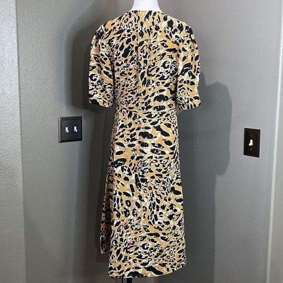 Topshop Leopard Print Mock Wrap Midi Dress - Picture 10 of 15